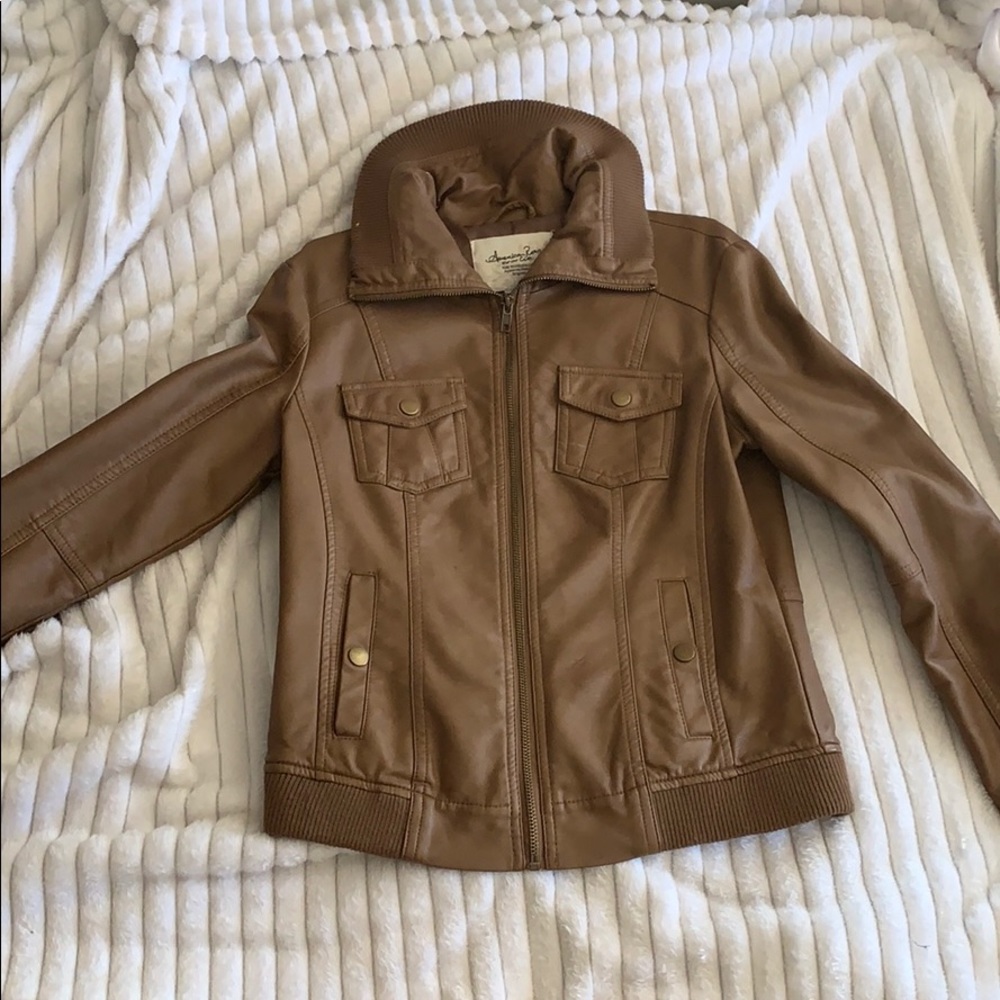 Tan leather jacket